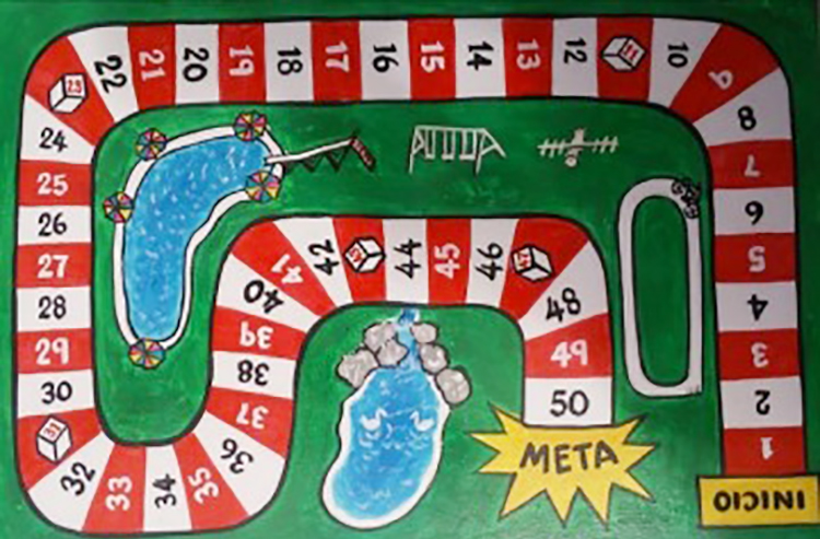 Tablero diseñado para el juego “El recorrido de los números enteros”