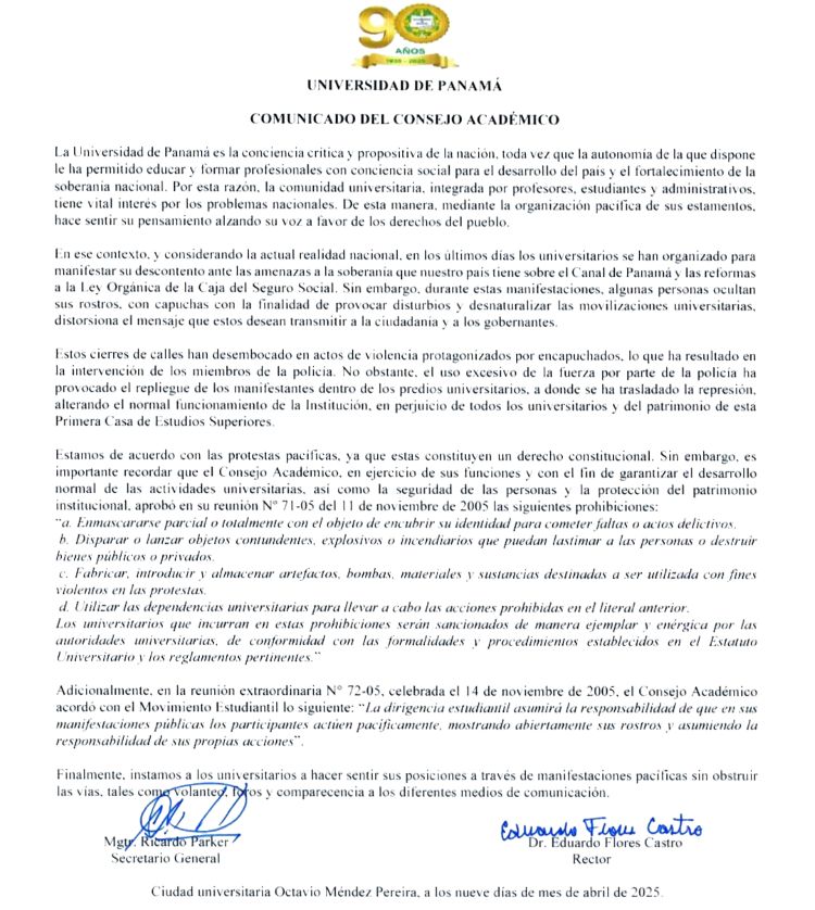 Comunicado para las protestas 