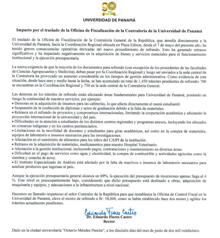 Comunicado contra la contraloria