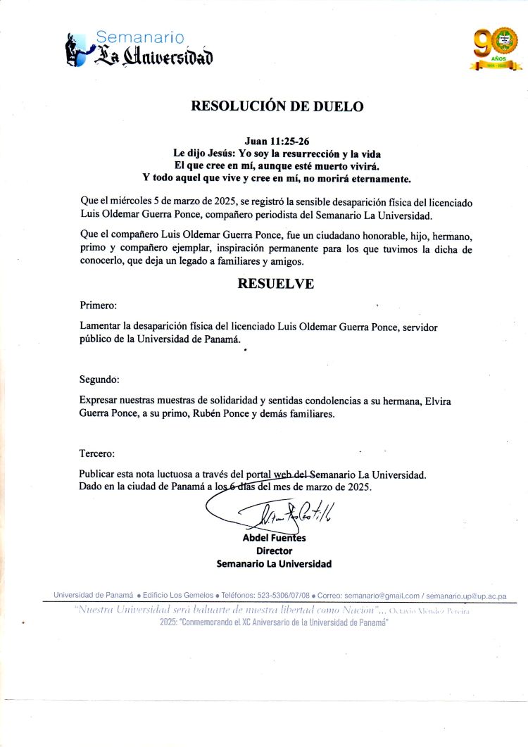 resolución de duelo Luis Guerra