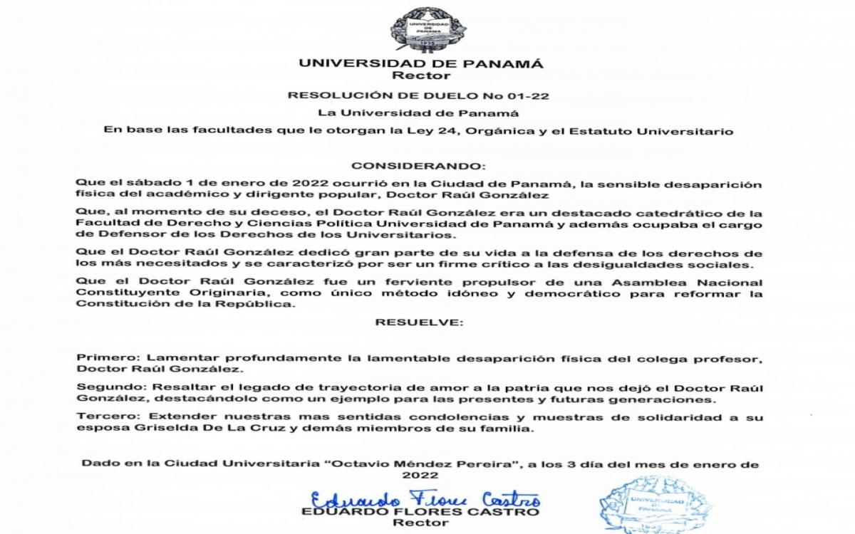 Resolucion por el Rector