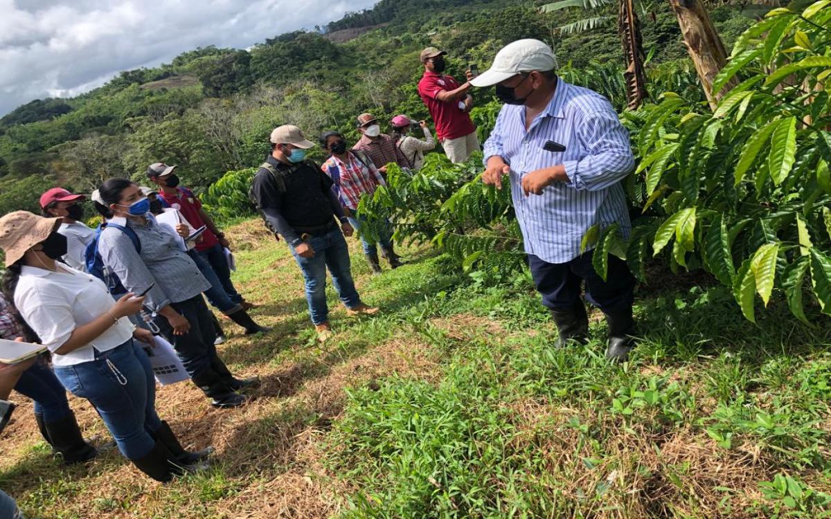 Técnico de la empresa Agrosostenible explica a los estudiantes el trabajo que se  realiza.